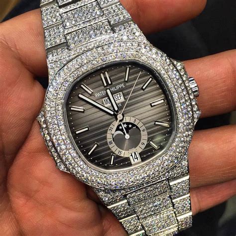 fake patek philippe iced out|Patek Philippe nautilus full diamond.